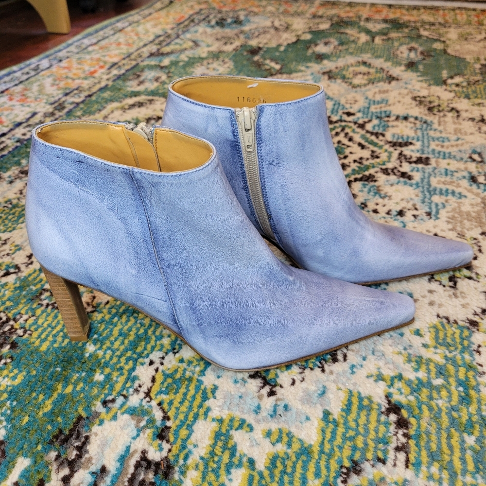 Maripé‎ Italian Leather Blue Washed Pointed Toe Ankle Boots, Size Womens 7 - Picture 2 of 11